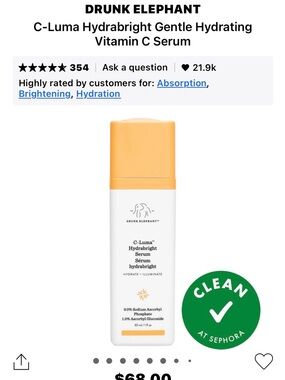 Drunk Elephant C-Luma Hydrabright Serum – 1 fl. Oz.
